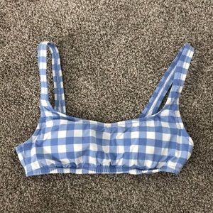 Blue and White Gingham Jcrew Bikini Top